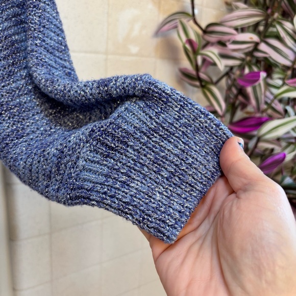 Dana Buchman Blue and Silver Knit Sweater Fits like XL Mobwife Animal Print - Picture 4 of 9